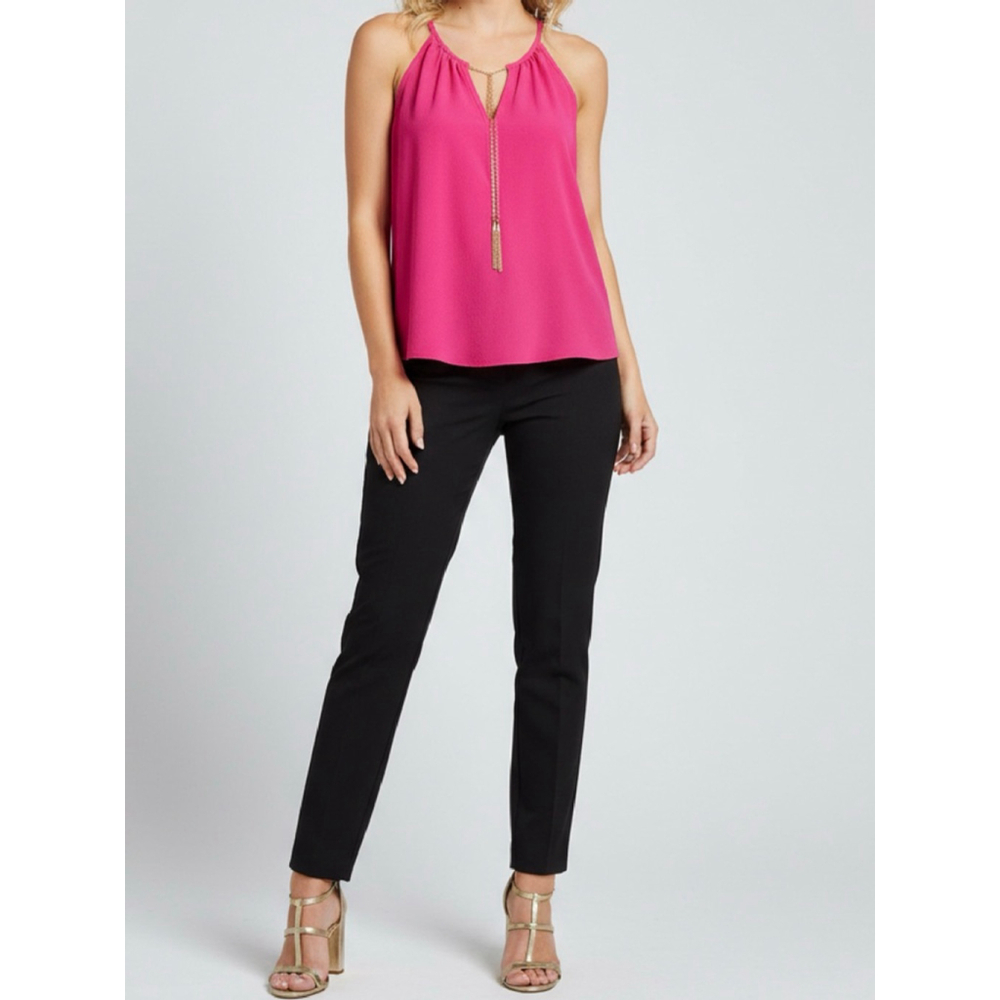 Moa Moa Pink Halter Tank Top with Gold Chain Detail XL